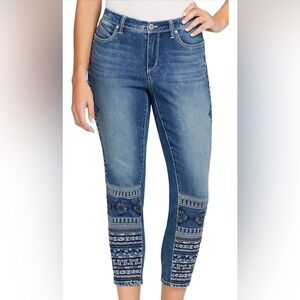 Bandolino Blue Straight Leg Jeans witEmbroidered Details